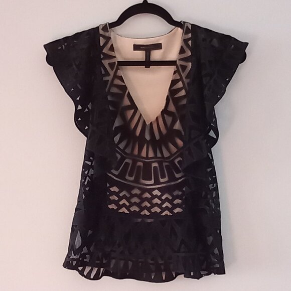 BCBG MAX AZRIA black lace top - Picture 1 of 13